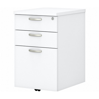 Photo 1 of Bush Furniture 3-Drawer Vertical File Cabinet Locking Ltr/Lgl Pure White 20.08" EOF116WH-03
**DRAWERS ARE LOCKED**MINOR DAMAGE TO WOOD**MISSING KEY