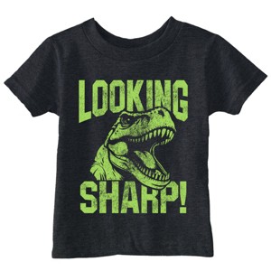 Toddler Funny T Shirts Looking Sharp Sarcastic T Rex Graphic Novelty Tee For Young Kids - Crazy Dog Toddler T Shirt With Dinosaur Sayings - 1 of 4