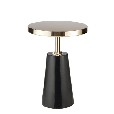 Wilton Accent Table Black Gold: Rustic Round Metal End, Spot Clean, No Assembly Tools Provided