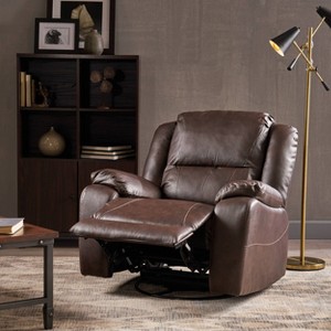 Malic Classic Tufted PU Leather Swivel Recliner - Christopher Knight Home - 1 of 4