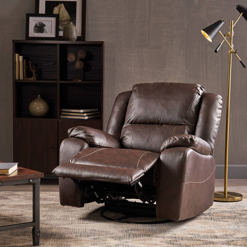 Malic Classic Tufted PU Leather Swivel Recliner - Christopher Knight Home, 3 of 9
