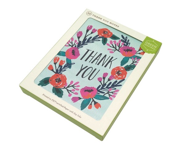 10ct Flowering Wreath Thank You Cards