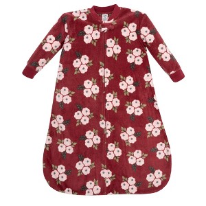 Hudson Baby Infant Girls Long-Sleeve Fleece Sleeping Bag, Burgundy Floral - 1 of 2