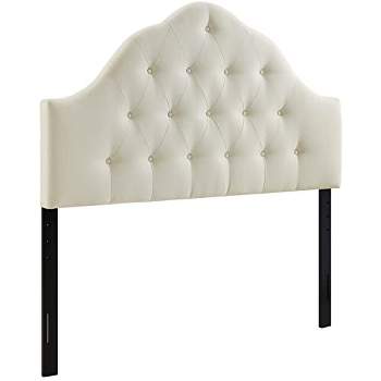 Modway MOD-5164 Sovereign Tufted Button Linen Fabric Upholstered Full Headboard in Ivory
