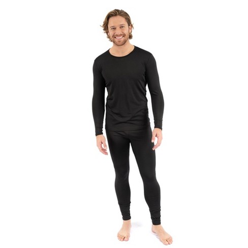 Leveret Mens Two Piece Thermal Pajamas Solid Black Xxl : Target