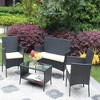 Nertpow 4-Piece Outdoor Rattan Patio Furniture Set with Cushions ¨C Wicker Sofa Seating Set, Beige Cushions - 3 of 4