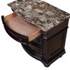 KIGFTSOD Marble Top Three Drawers Nightstand Intricate Moldings Beautifully Curved Silhouette, Brown Dark Cherry - 3 of 4