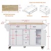 Wood Top Kitchen Island Cart with Wheels, 4 Doors & 5 Drawers, Rolling Storage Cabinet for Kitchen or Dining – The Pop Home - 2 of 4