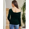Coolmee Women's Sexy One Off The Shoulder Tops Asymmetrical Neck Clothes Long Sleeve Velvet Shirt Slim Going Out Top - 3 of 4