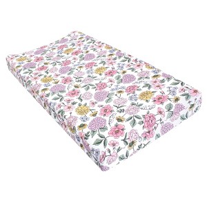 Hudson Baby Infant Girl Changing Pad Cover, Vintage Blossom, One Size - 1 of 2