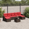 vidaXL 8 Piece Patio Sofa Set with Cushions - Brown and Red With Table - 2 of 4