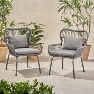 Christopher Knight Home Sedona Outdoor Rope Club Chairs with Cushions (Set of 2) - 1 of 4