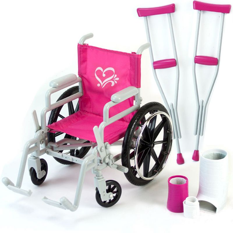 Sophia’s Wheelchair, Cast and Crutches Set for 18" Dolls, Hot Pink, 1 of 8