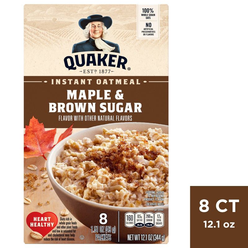 Quaker Instant Oatmeal Maple Brown Sugar 8ct, 1 of 6
