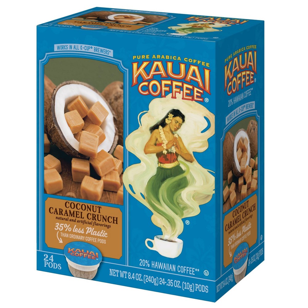 Kauai Coconut Caramel Crunch Medium Roast Coffeee - Single Cup - 24ct/6.3oz