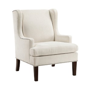 Upholstery Nailhead Trim Accent Chair with Foam Cushion, Attached Cushions and Removable Cover - 1 of 4