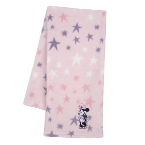 Lambs & Ivy Disney Baby Minnie Mouse Appliqued Pink Star Fleece Baby Blanket - 1 of 4
