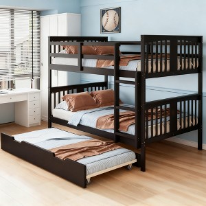 Luxystar Full over Full Bunk Bed with Twin Size Trundle and Ladder for Kids' Rooms and Guest rooms - 1 of 4