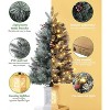 Artificial Christmas Tree Tabletop, Flocked Potted Christmas Tree with Berry Clusters, Battery Operated, for Front Door, Porch - 4 of 4