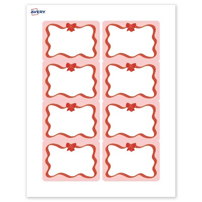 Avery Name Badges, 2-1/3" x 3-3/8", Gold-Pink Bow, Matte, 80ct