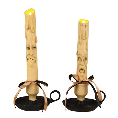 Gallerie II Frick & Frack Gathered Traditions Joe Spencer Halloween Figure Light-Up LED Candlesticks Set of 2