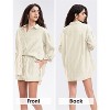 EXLURA Women's Summer 2 Piece Sets Long Sleeve Button Down Shirts Matching Short Sets Oversized Spring Vacation Outfits - 3 of 4