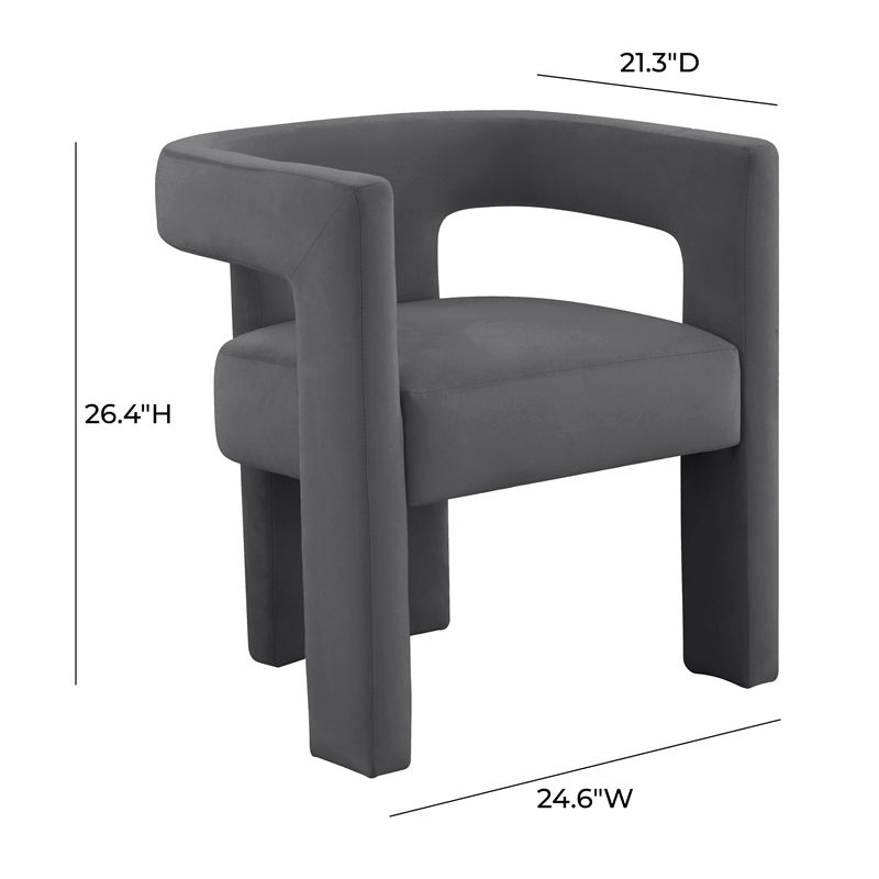 TOV Furniture Sloane Dark Grey Velvet Upholstered Dining Chair, 5 of 8