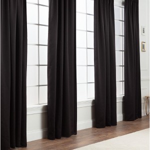 Chanasya 2pk Solid Contemporary Print Room Darkening Window Curtain Panels - Set of 2 - 1 of 4