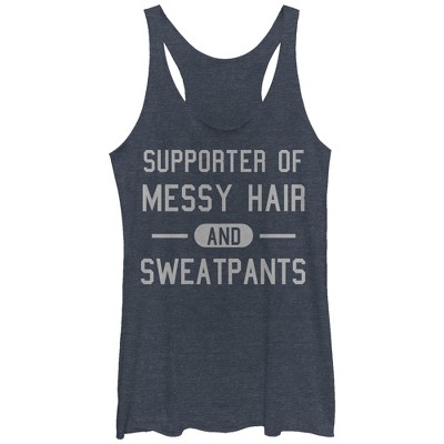 Women's Chin Up Messy Hair And Sweatpants Racerback Tank Top : Target