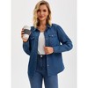 INSPIRE CHIC Women's Denim Puff Long Sleeve Button Down Jean Shirt Jacket - 3 of 4