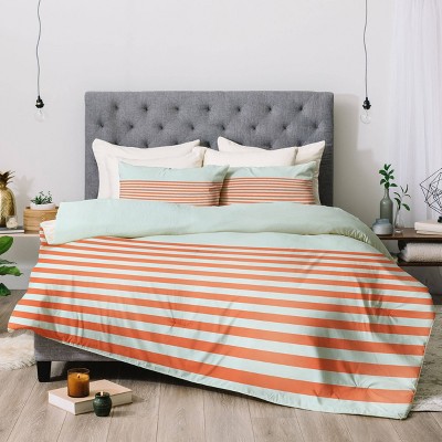 Twin Extra Long June Journal Beach Stripes Comforter Set Orange - Deny Designs