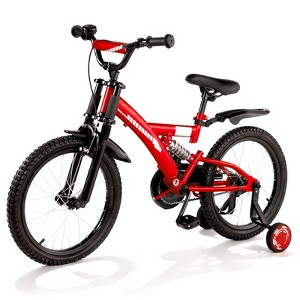 SUGIFT Kids Bike 16 Inch or 18 Inch with Training Wheels for Ages 4-9 Adjustable Seat Dual Brake Shock Absorption Lightweight Bicycle for Children - 1 of 4