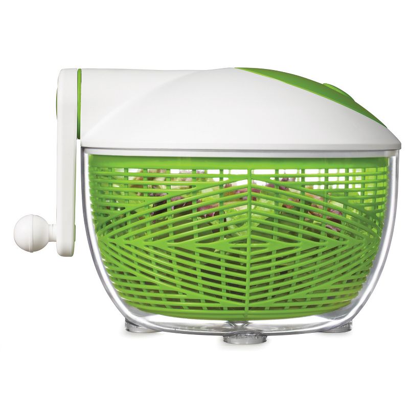 Starfrit 5-Qt. Salad Spinner, Green and White, 4 of 7