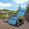 Fontoi Accent Chairs, Recliner Chair with Ratten Frame and Removable Cushion, Lounge Chair with Flip Table for Garden, Blue, 28.78"*41.89"*32.8" - 3 of 4
