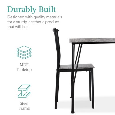 Gray Metal and Wood 5-Piece Rectangular Dining Set with 4 Chairs