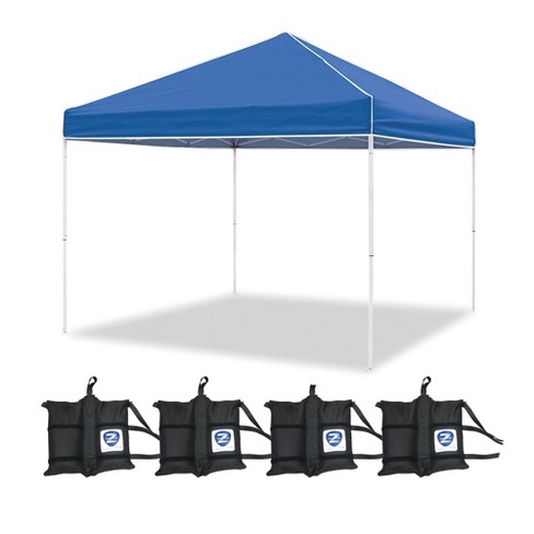 Z-Shade 10 x 10 Foot Everest Instant Outdoor Canopy Camping Patio Shelter,  Blue & Instant Outdoor Canopy Shelter Wrap Around Leg Weight Bags, Set of 4