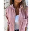 Womens Zipper Corduroy Jackets with Pockets Fall Hooded Jackets Zip Up Shacket Coat Textured Outwear Fall Fashion Outfits - 2 of 4