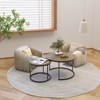 Nesting Coffee Table Set of 2, 27.6inch Round Coffee Table Wood Marble Pattern Top with Sturdy Metal Frame, End Table Side Tables - 3 of 4