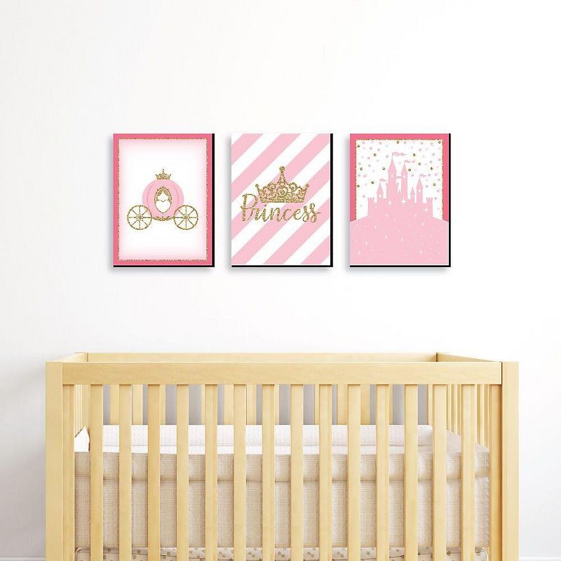 Big Dot of Happiness Little Princess Crown - Castle Nursery Wall Art and Kids Room Decorations - Gift Ideas - 7.5 x 10 inches - Set of 3 Prints, 2 of 8