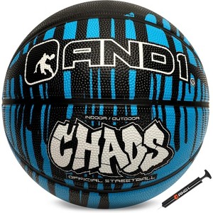 AND1 Rubber Basketball & Pump (Drip Collection) - Official Size 7 (29.5”) Streetball, Made for Indoor Outdoor Games, Blue Drip - 1 of 4