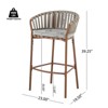 DSVIMOY 2pcs Outdoor Metal Rope Barstool with Beige Cushion, Teak&Beige, 23"*19.5"*39.25" - 3 of 4