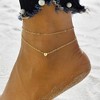Turandoss Ankle Bracelets for Women, 14K Gold Plated Dainty Layered Heart Initial Anklets for Women Gifts - 2 of 4