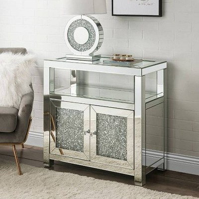 32" Noralie Cabinet Clear Glass/Mirrored/Faux Diamonds - Acme Furniture