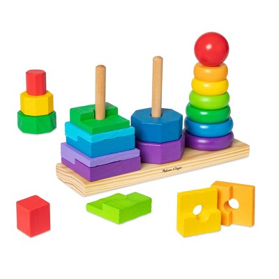Melissa & Doug Geometric Stacker - Wooden Educational Toy