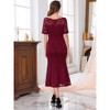INSPIRE CHIC Women's Off Shoulder Short Sleeve Formal Wedding Mermaid Lace Cocktail Dresses - 4 of 4