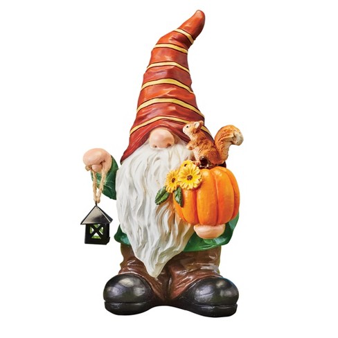 Collections Etc Hand-painted Harvest Garden Gnome With Lantern 5.75 X 5 ...