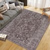 Area Rugs for Living Room Bedroom, Large Washable Rug Vintage Distressed Floral Boho Carpet Indoor Dining Room Kids Room Entryway Non Slip Low Pile - 2 of 4
