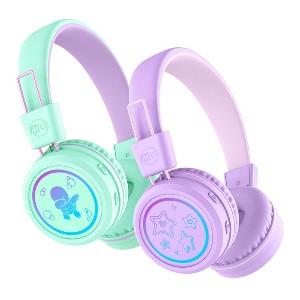 MEE audio KidJamz KJ55BT (2 Pack) Safe Listening Bluetooth Wireless Kid's Headphones with LED Lights - 1 of 4