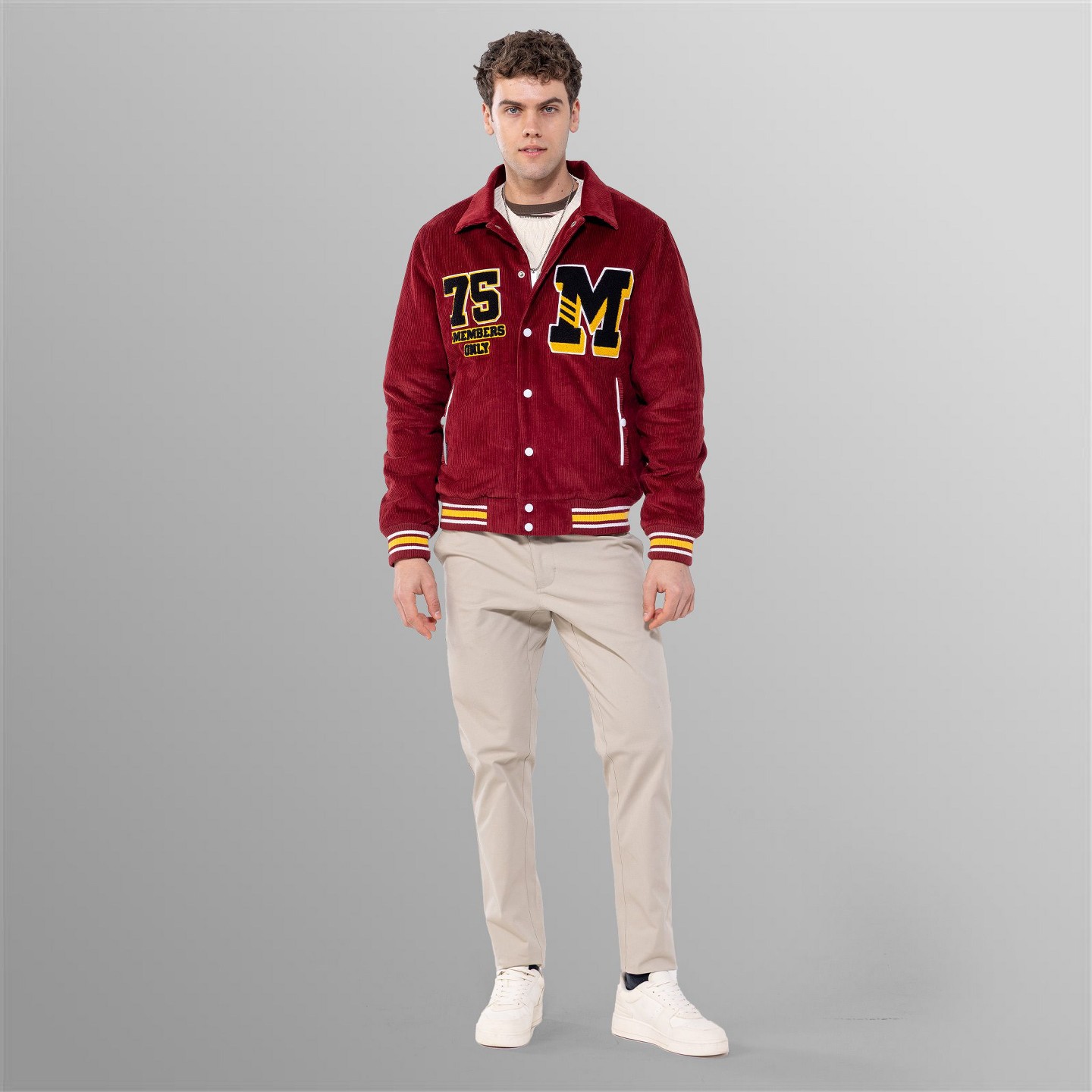 Мужская куртка Members Only Corduroy Varsity Jacket - Red, цвет: Красный — фото 5