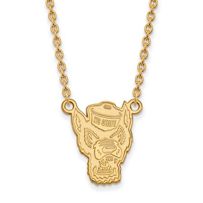 Black Bow Jewelry 14k Yellow Gold North Carolina State Wolfpack NCAA Necklace 18 Inch